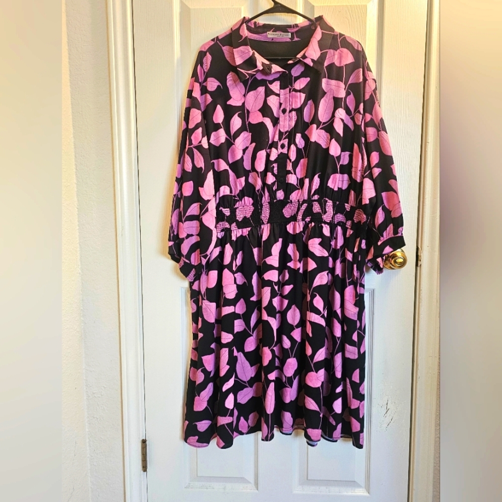 EShakti Plus Size 28 (4x) Leaf Print Dress